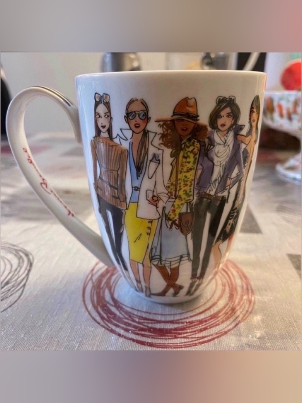 New Henri Bendel Mug featuring the iconic "Bendel Girls" fashion illustrations.